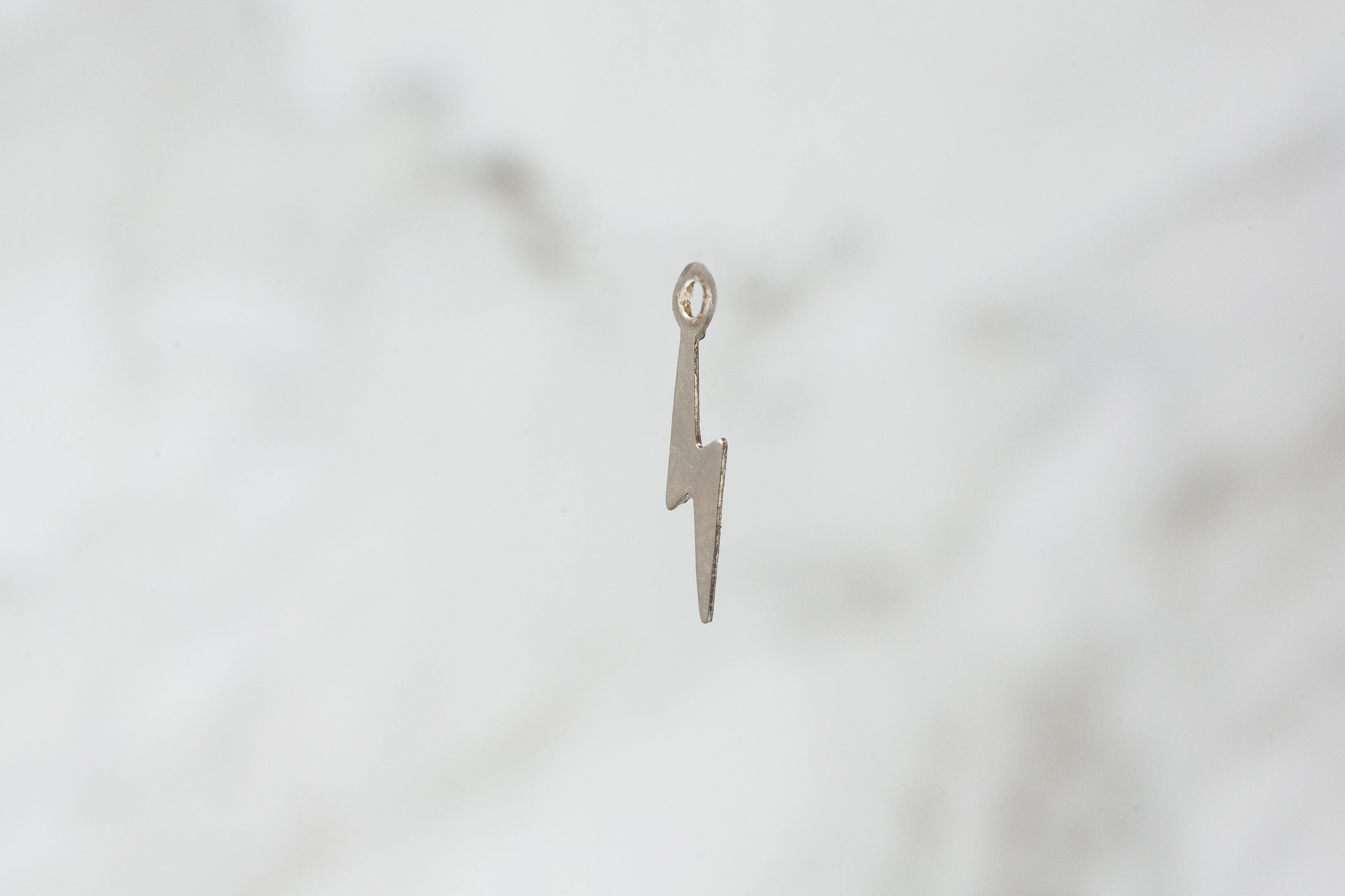 Lightning Bolt Charm - 14K Solid Gold (White) - Image 4